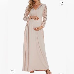 V Neck Lace Maternity Dress